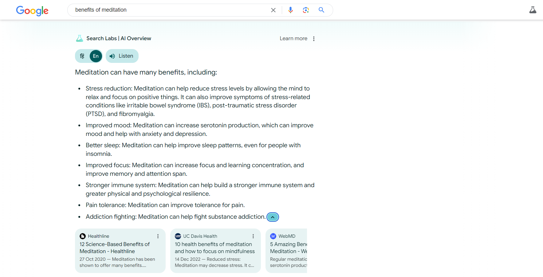 Screenshot of Google search results
